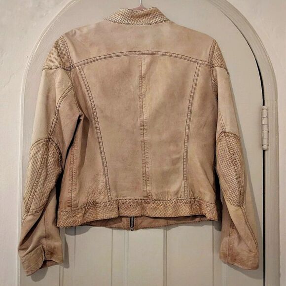 Vintage GIORGIO CUIRS Beige Leather Flight Jacket / Bomber, Sz 4 / 6 - Picture 14 of 16